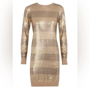 Michael Michael Kors Sequin stripe dress dark camel gold sweater dress